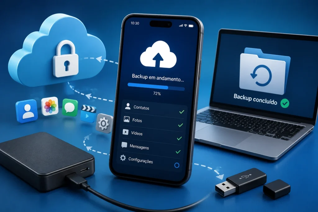 como fazer backup celular